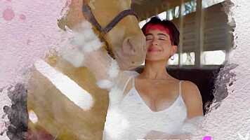 Big Tits Latin Babe Exposing Hot Body Before Riding Lesson For The Playboy