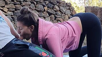 I's riskin outdoor sex with 18yo brunette teen 18+ deepthroat blowjob big tits bent over monster cock orgasm