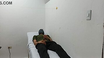 Kinky doctor masturbates his cock