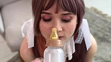 delicious reward for nerdy college babe in cosplay