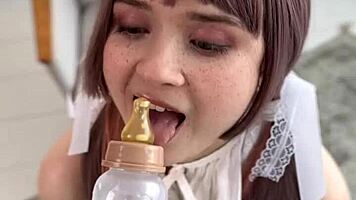 delicious reward for nerdy college babe in cosplay