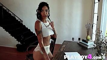 petite big ass teen teacher lily andrews poses in sexy white lingerie, showing off her curves.