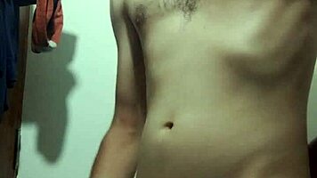 I'm undressing for masturbation in the bathroom.