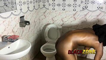 i fuck ebony babe so well in bathroom she wants more with natural tits and small waist