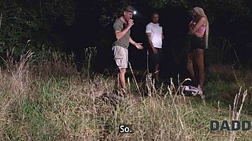 Tempting outdoor sex between young big-titted beauty and old man in Daddy4k