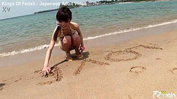 Skinny Japanese Chick Enjoys Beach Photoshoot