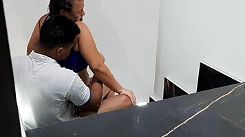 Hot stepsister enjoys fucking on the stairs