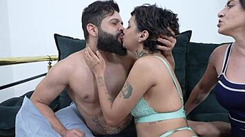 Abusive wife forces fuck on young latina!