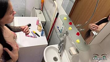 step mom shares hotel bed for surprise creampie fuck