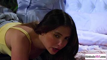 Whoa, this lesbian babysitter is licking and slapping her boss's tits 😏