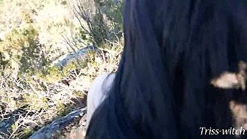 Sex on hike - blowjob and doggystyle above forest with Triss-Witch