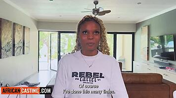 Ebony Teen's Big Tits and Pussy Stretched in Interracial Casting