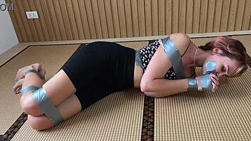 horny girlfriend tied up in garage punished with vibrator