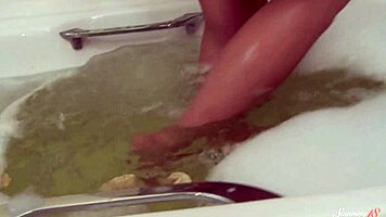 Blonde Teen Calvina B Cums Hard After Playing With Handheld Shower