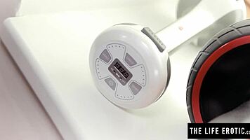 Sweaty Workout Girl Uses Vibrating Dumbbell