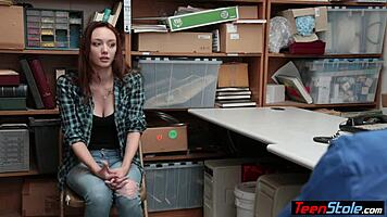 redhead teen thief punished with big tits fuck