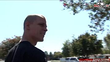 Skinny brunette teen with small tits picked up for sex and cumshot