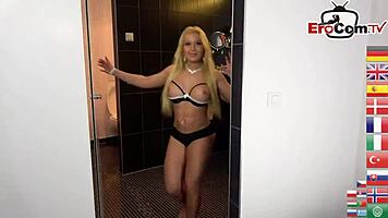 Skinny brunette teen with small tits picked up for sex and cumshot