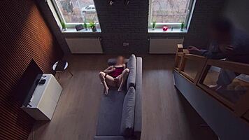 roommate caught me masturbating and i continue as he watches