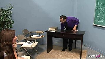 Small Tits Ginger Casey Cumz Lures Old Teacher Into Classroom Fucking