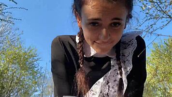 Fucking A Skinny Hottie In The Bushes