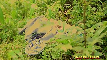 Ebony Latina Enjoys Garden Threesome Outdoors