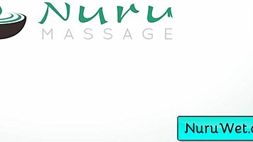 Hot masseuse Maya Woulfe rubs her black client with nuru gel!