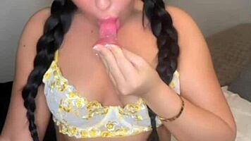 British Slut Teases With Solo Toy Play In Lingerie