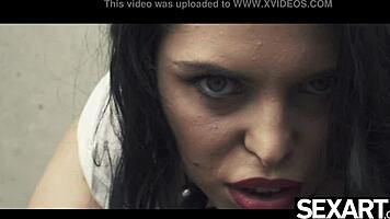 Stunning models in bondage and heels tease with blowjobs and licks