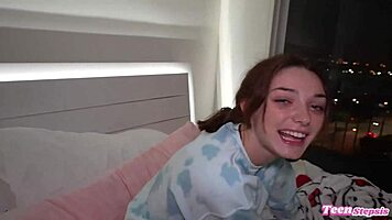 Daddy Johnny loves making Shrooms' tight pussy squirt with her cute butt plug in