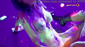 Neon Party Escalates As Girls Fuck And Scream With Pleasure.