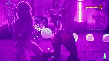 Neon Party Escalates As Girls Fuck And Scream With Pleasure.