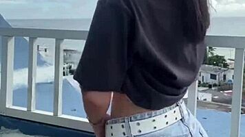 Wife Flashes Tight Pussy Outdoor In Bold Exhibitionist Solo Masturbation