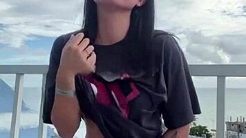 Wife Flashes Tight Pussy Outdoor In Bold Exhibitionist Solo Masturbation