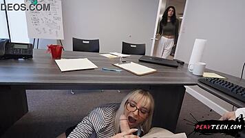 Cheating Teen Talks on Phone with Boyfriend While Boss Fucks Her at Office!