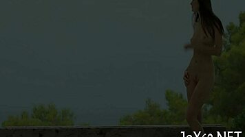 babe strips naked for intense solo dildo riding