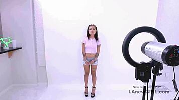 Sexy Asian teen gets fucked by father-in-law at modeling audition on sofa.