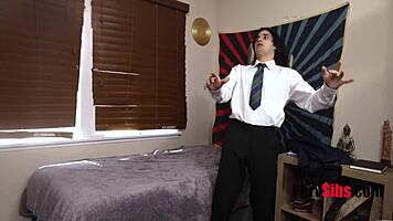 Stepsisters in uniform hex with pussy juice on halloween night.