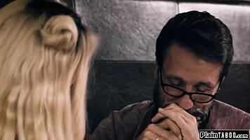 Petite Teen Sucks and Fucks Stepdad Big Cock with Ass Licking and Shaved Pussy