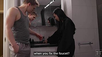 He fucked me from behind but fixed the bathroom sink