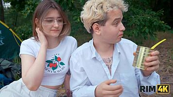 Wives swap and rim each other before anal fucking in the forest 😍