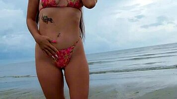 Beach Walking And Fun In Sexy Bikini