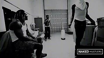 Petite baddie takes on three black performers in a scene