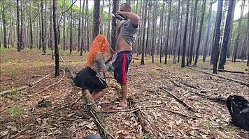 ruiva gostosa exibicionismo trilha sexo ar livre