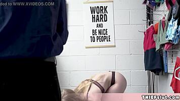 skinny blonde shoplifter caught by pervy mall cop