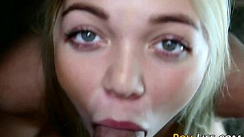 Jerking pov teen 18+ gives blowjob to monster cock