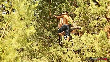 hot brunette gets dicked in the forest