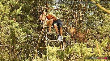 hot brunette gets dicked in the forest