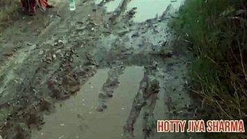 desi girl rides boyfriend outdoors