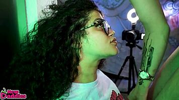 Thick Latina's Throat Fucked Hard Against Wall!